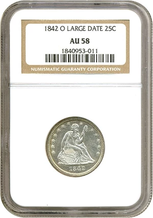 image for: 1842-O 25c Large Date NGC AU58