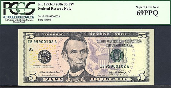 image for: Fr.1993B 2006 $5 Fort Worth, TX PCGS Gem CU69 PPQ [IB99900102A]