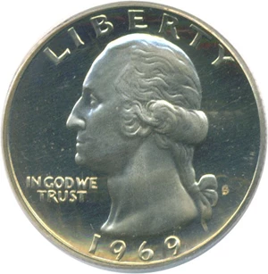 image for: 1969-S 25c PCGS Proof 68 Cameo