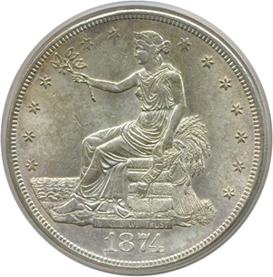 image for: 1874-S Trade$ PCGS MS62