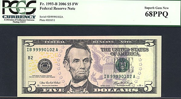 image for: Fr.1993B 2006 $5 Fort Worth, TX PCGS Gem CU68 PPQ [IB99990102A]