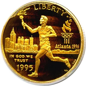 image for: 1995-W $5 Olympic Torch PCGS Proof 69 DCameo