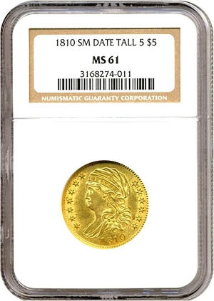 image for: 1810 $5 Small Date, Large 5 NGC MS61