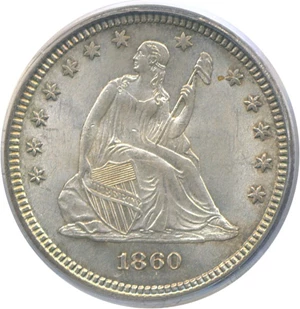 image for: 1860 25c PCGS MS64