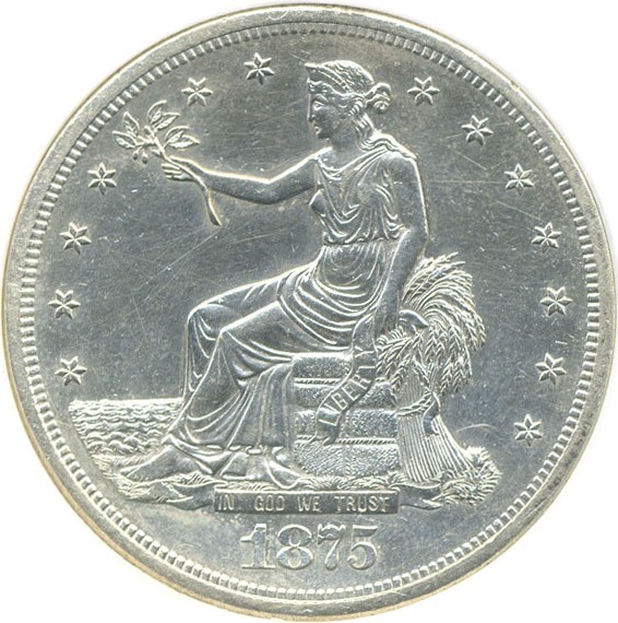 image for: 1875-S Trade $ DGS AU55  (Cleaned)