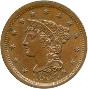 image for: 1854 1c PCGS MS64 BN