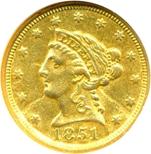 image for: 1851-C $2 1/2 NGC AU58