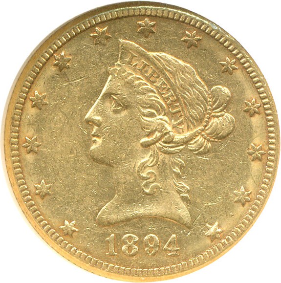 image for: 1894-O $10  NGC AU53