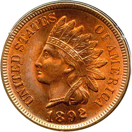 image for: 1892 1c  PCGS/CAC MS65 RD