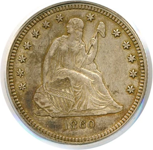 image for: 1860-O 25c PCGS AU58