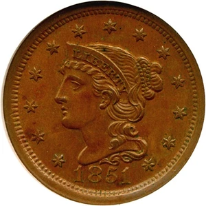 image for: 1851 1c NGC MS62 BN