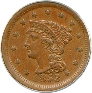 image for: 1853 1c PCGS AU55 BN