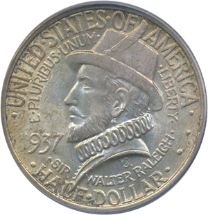 image for: 1937 50c Roanoke PCGS MS66