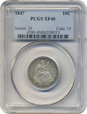 image for: 1847 25c PCGS XF40