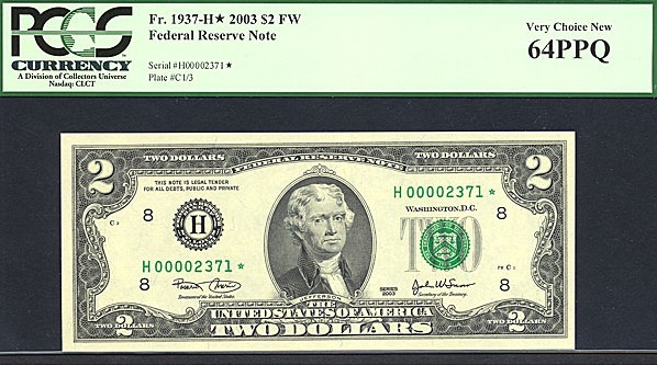 image for: Fr.1937H* 2003 $2  PCGS Choice CU64 PPQ  [H00002371] *Star* 