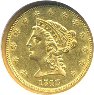 image for: 1843-O $2 1/2 NGC AU58