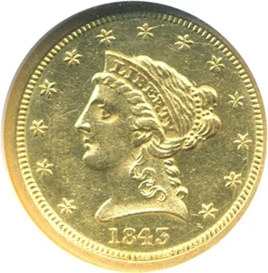 image for: 1843-O $2 1/2 Small Date NGC AU58