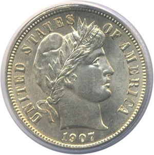 image for: 1907 10c PCGS MS65