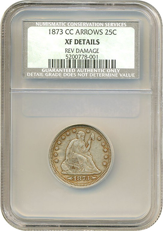 image for: 1873-CC 25c Arrows NCS XF Details (Reverse Damage)
