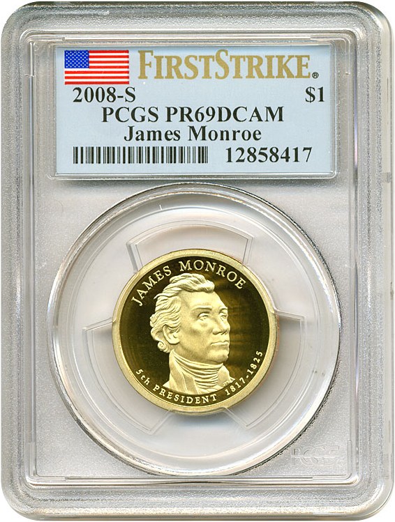 image for: 2008-S $1 James Monroe - First Strike PCGS Proof 69 DCameo