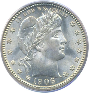 image for: 1906 25c PCGS MS65