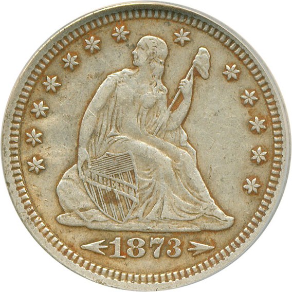 image for: 1873-CC 25c Arrows NCS XF Details (Reverse Damage)
