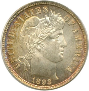 image for: 1893 10c PCGS/CAC MS66