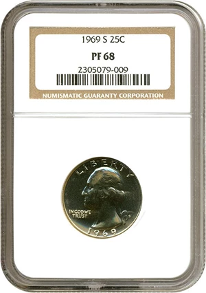 image for: 1969-S 25c NGC Proof 68