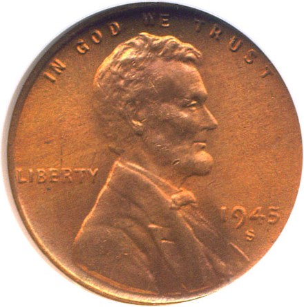 image for: 1945-S 1c  NGC MS66 RD