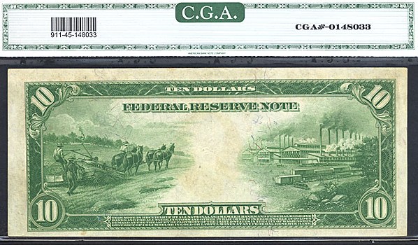 image for: Fr.911c 1914 $10 Blue Seal CGA XF45  [B71533604B]