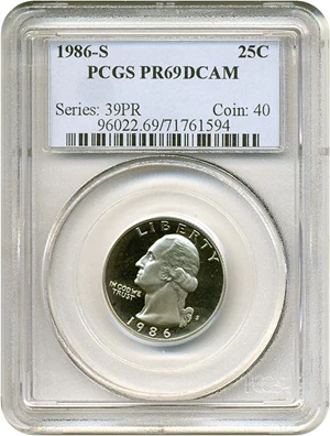 image for: 1986-S 25c PCGS Proof 69 DCameo
