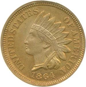 image for: 1864 1c DGS AU58 CN (Lightly Cleaned)