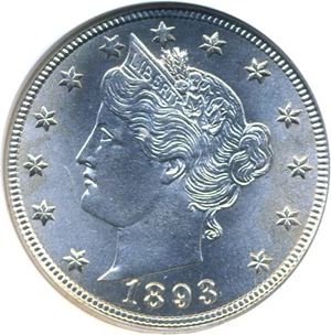 image for: 1893 5c NGC MS64
