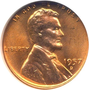 image for: 1957-D 1c NGC MS66 RD ex: Omaha Bank Hoard