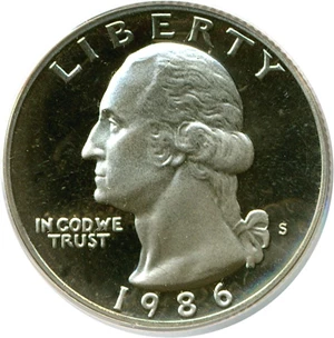 image for: 1986-S 25c PCGS Proof 69 DCameo