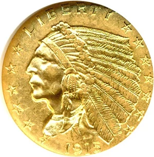image for: 1915 $2 1/2 NGC MS61