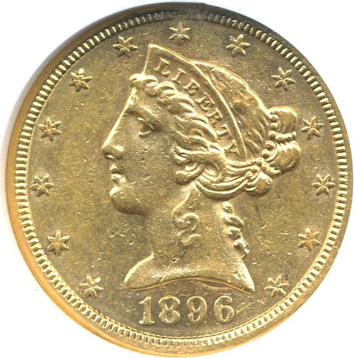 image for: 1896-S $5  NGC AU58 