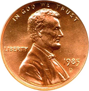 image for: 1985-D 1c NGC MS67 RD