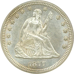 image for: 1877 25c DGS AU55