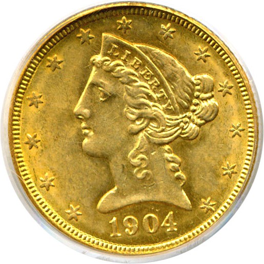 image for: 1904 $5  PCGS MS62 