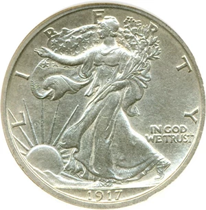image for: 1917 50c DGS AU58 (Lightly Cleaned)
