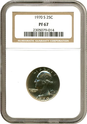 image for: 1970-S 25c NGC Proof 67