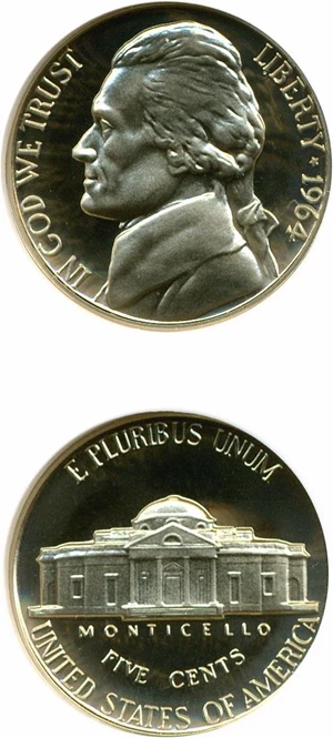 image for: 1964 5c NGC Proof 69 Cameo