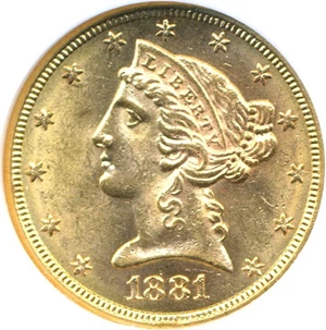 image for: 1881-S $5 NGC MS63