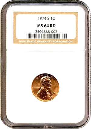 image for: 1974-S 1c NGC MS64 RD