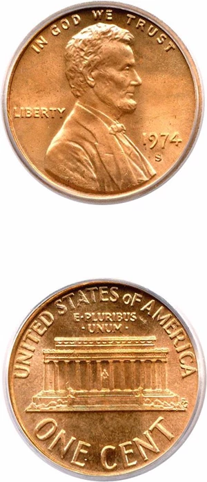 image for: 1974 1c ICG MS67 RD