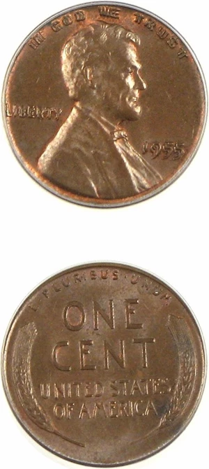 image for: 1955/1955 1c Doubled Die PCGS/CAC MS65 BN
