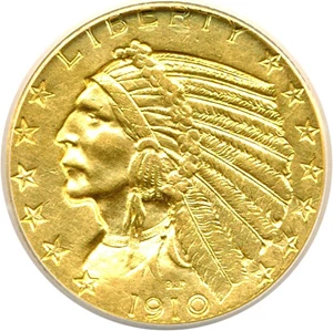 image for: 1910 $5 ANACS AU55 Details (Cleaned)