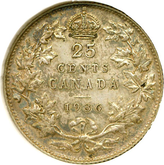 image for: Canada: 1936 25C DGS AU55