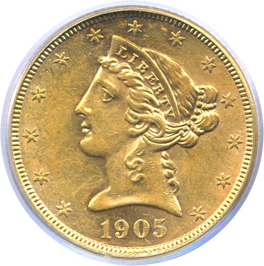 image for: 1905-S $5  PCGS AU55 